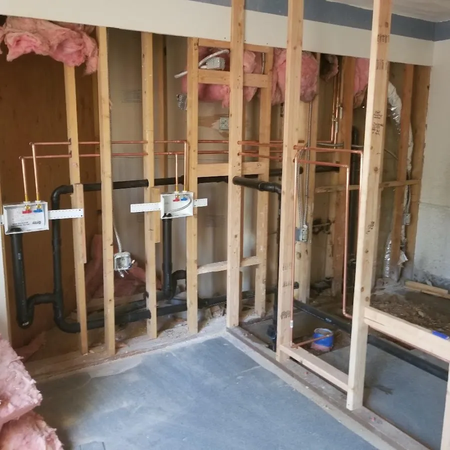 Copper pipe rough-in and plumbing installation in Rolling Hills Estates